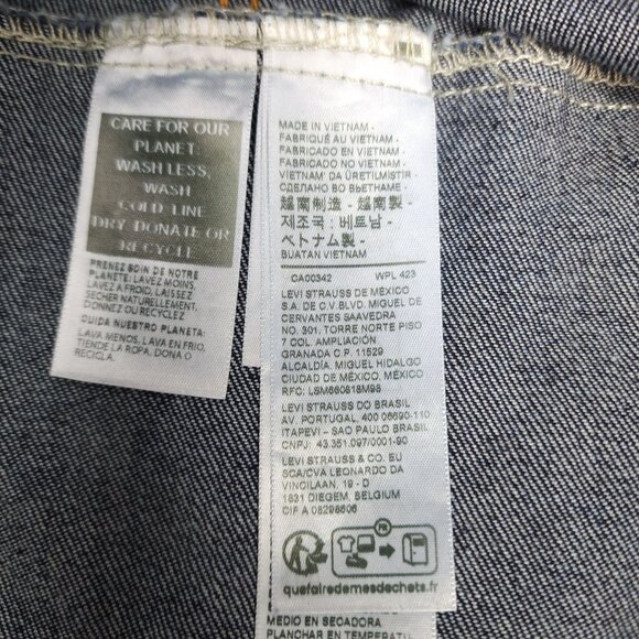 Levi's Denim Trucker Jacket Men's Size Small Dark Rinse Indigo Cotton Red Tab - Picture 9 of 11